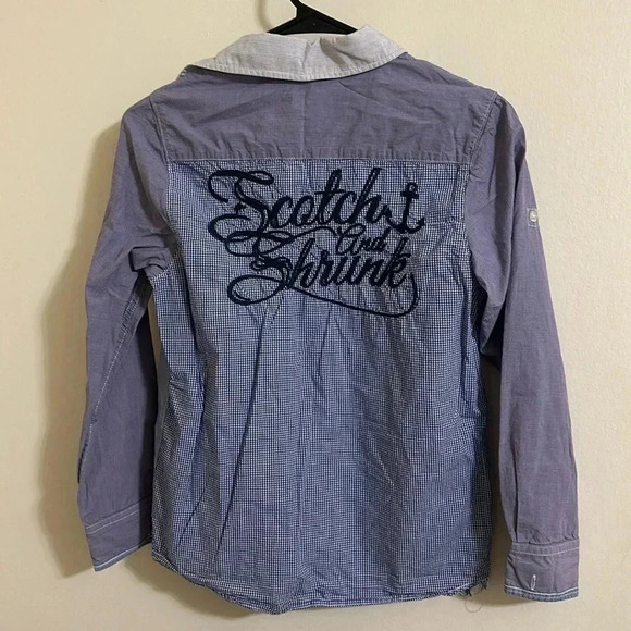 EUC Scotch Shrunk Script Colorblock Button Up Shirt - Picture 1 of 6